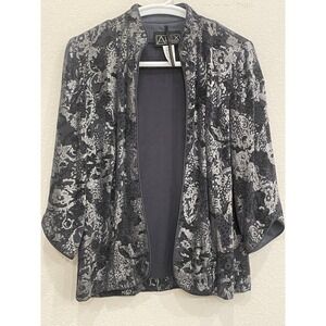 Vintage 90s Alex Evenings Small Cardigan Black Glitter Oriental Slinky‎ Top